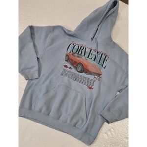 1976 Corvette Stingray Hoodie Sweatshirt Blue Chevrolet Officially Licensed L